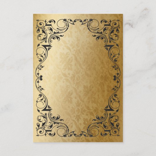 Elegante sierlijke zwart gouden bruiloft details informatiekaartje (Achterkant)