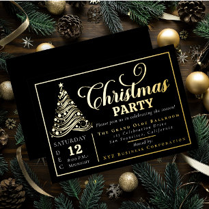 Elegante Sierlint Boom Kerstfeest Folie Uitnodiging