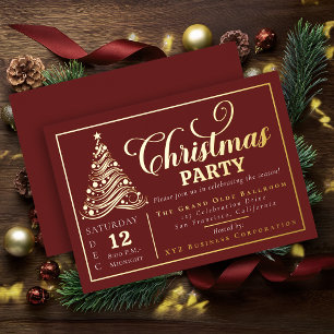 Elegante Sierlint Boom Kerstfeest Folie Uitnodiging