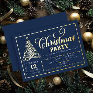 Elegante Sierlint Boom Kerstfeest  Folie Uitnodiging