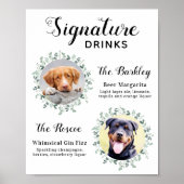 Elegante Signature Drankjes Huisdier Huwelijk Hond Poster (Voorkant)