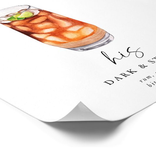 Elegante Signature Drinken Trouwbord Bar Teken Poster (Hoek)