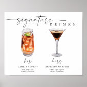 Elegante Signature Drinken Trouwbord Bar Teken Poster (Voorkant)