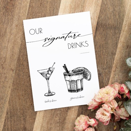 Elegante Signature Drinken Trouwbord Bar Teken Poster