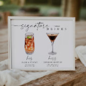 Elegante Signature Drinken Trouwbord Bar Teken Poster