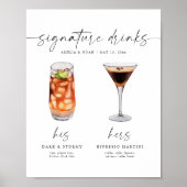 Elegante Signature Drinken Trouwbord Bar Teken Poster (Voorkant)