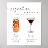 Elegante Signature Drinken Trouwbord Bar Teken Poster (Voorkant)