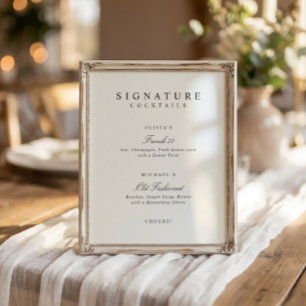 Elegante Signature Drinks Huwelijksbarbord Poster