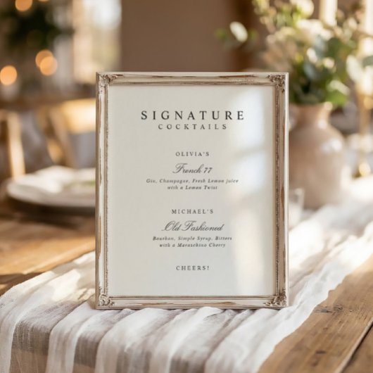 Elegante Signature Drinks Huwelijksbarbord Poster