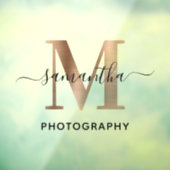 Elegante Signature Roze Gouden M Monogram Logo Raamsticker (Vel 3)