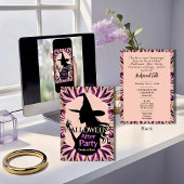 Elegante silhouet heks Halloween After Party Kaart