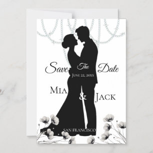 Elegante Silhouet Huwelijk Save The Date Kaart  Magnetische Uitnodiging