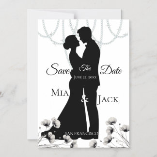 Elegante Silhouet Huwelijk Save The Date Kaart Magnetische Uitnodiging