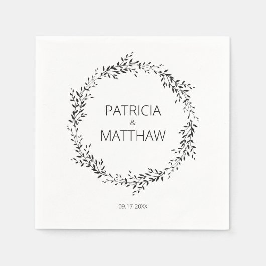 Elegante silhouet van bladeren Bruiloft Servet (Voorkant)