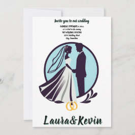 Elegante Silhouet van Bruid en Bruidegom Kaart