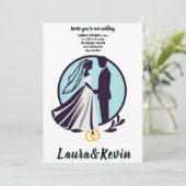 Elegante Silhouet van Bruid en Bruidegom Kaart (Staand voorkant)