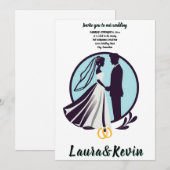 Elegante Silhouet van Bruid en Bruidegom Kaart (Voorkant / Achterkant)