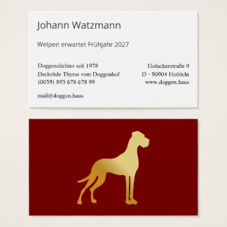 Elegante silhouet van een Deense dog  Visitekaartje