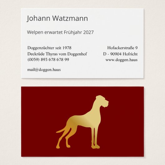 Elegante silhouet van een Deense dog  Visitekaartje (Voorkant /achterkant)