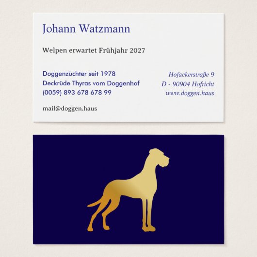 Elegante silhouet van een Deense dog  Visitekaartje (Voorkant /achterkant)