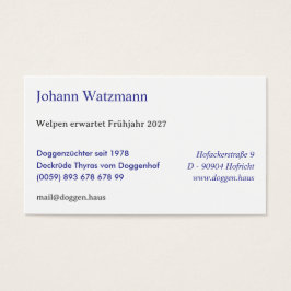 Elegante silhouet van een Deense dog  Visitekaartje