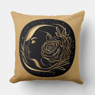 Elegante Silhouet van een Vrouw met Bloemmotieven Kussen