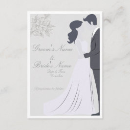 Elegante Silhouette Bruid & Bruidegom Huwelijk Kaart