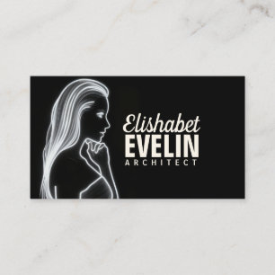Elegante Silhouette: Witte Lijnen op Donkere Canva Visitekaartje