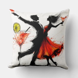 Elegante Silhouetten dansen met Martini Glazen Kussen