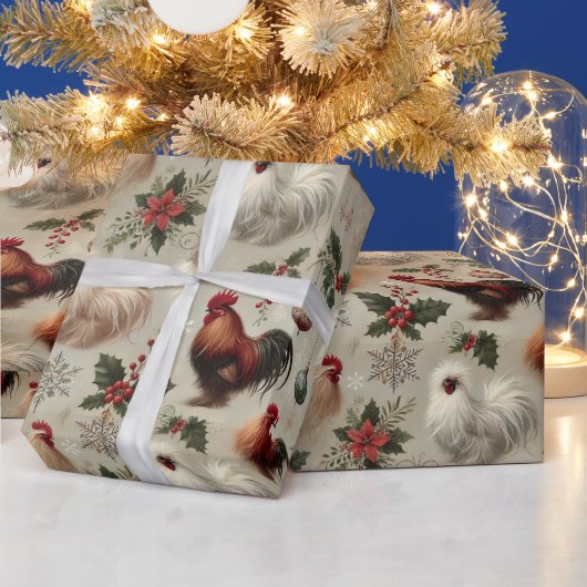 Elegante Silkie Kip Kerstvakantie Gift Wrap Cadeaupapier (Feestdagen)