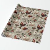 Elegante Silkie Kip Kerstvakantie Gift Wrap Cadeaupapier (Uitgerold)
