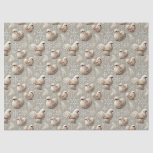 Elegante Silkie Kip Neutraal Winter Gift Wrap Tissuepapier (Voorkant)