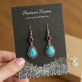 Elegante Silver Damask Oorbel Display Kaarten Visitekaartjes