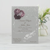Elegante Silver en Mauve bruiloft uitnodiging (Staand voorkant)