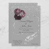 Elegante Silver en Mauve bruiloft uitnodiging (Voorkant / Achterkant)