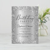 Elegante Silver Glitter Metal Folie 40e verjaardag Kaart (Staand voorkant)
