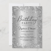 Elegante Silver Glitter Metal Folie 70e verjaardag Kaart (Voorkant)