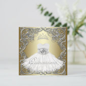 Elegante Silver Gold Quinceanera Uitnodigingen (Staand voorkant)
