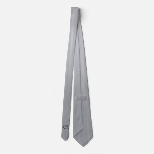 Elegante Silver Grey Classic Monogram Initialen Stropdas (Achterkant)