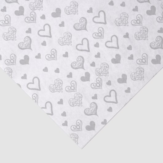 Elegante Silver Hearts bruiloft, Verloving Tissuepapier (Detail)