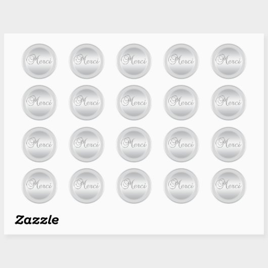 Elegante Silver MERCI Labels Stickers (Vel)