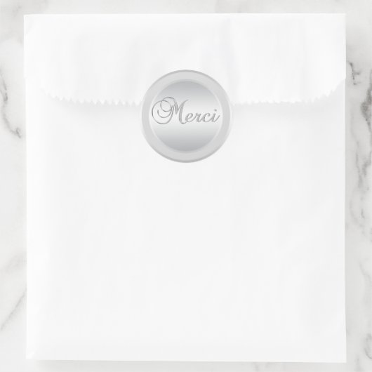 Elegante Silver MERCI Labels Stickers (Tas)
