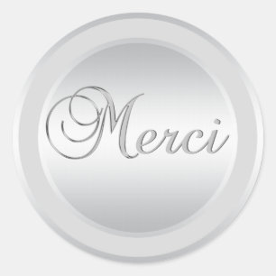 Elegante Silver MERCI Labels Stickers