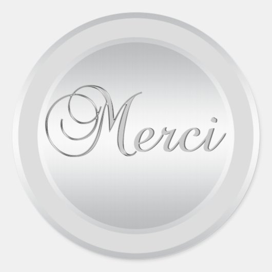 Elegante Silver MERCI Labels Stickers (Voorkant)