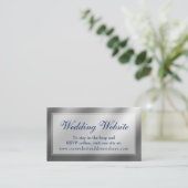 Elegante Silver & Navy bruiloft website Insert Kaa Informatiekaartje (Staand voorkant)
