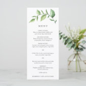 Elegante Simpele Groene Landelijke Bruiloft Menu (Staand voorkant)