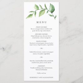 Elegante Simpele Groene Landelijke Bruiloft Menu