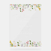 Elegante simpele huwelijksbegroeting met wilde blo acryl bord (Voorkant)