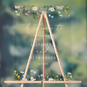 Elegante simpele huwelijksbegroeting met wilde blo acryl bord (Neutraal)