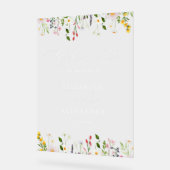 Elegante simpele huwelijksbegroeting met wilde blo acryl bord (Hoek)